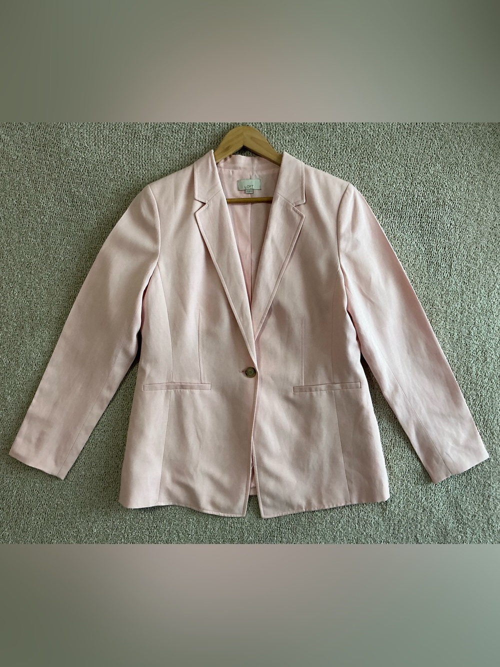 LOFT Blush Pink Linen Blend Single Button Blazer, Size 10